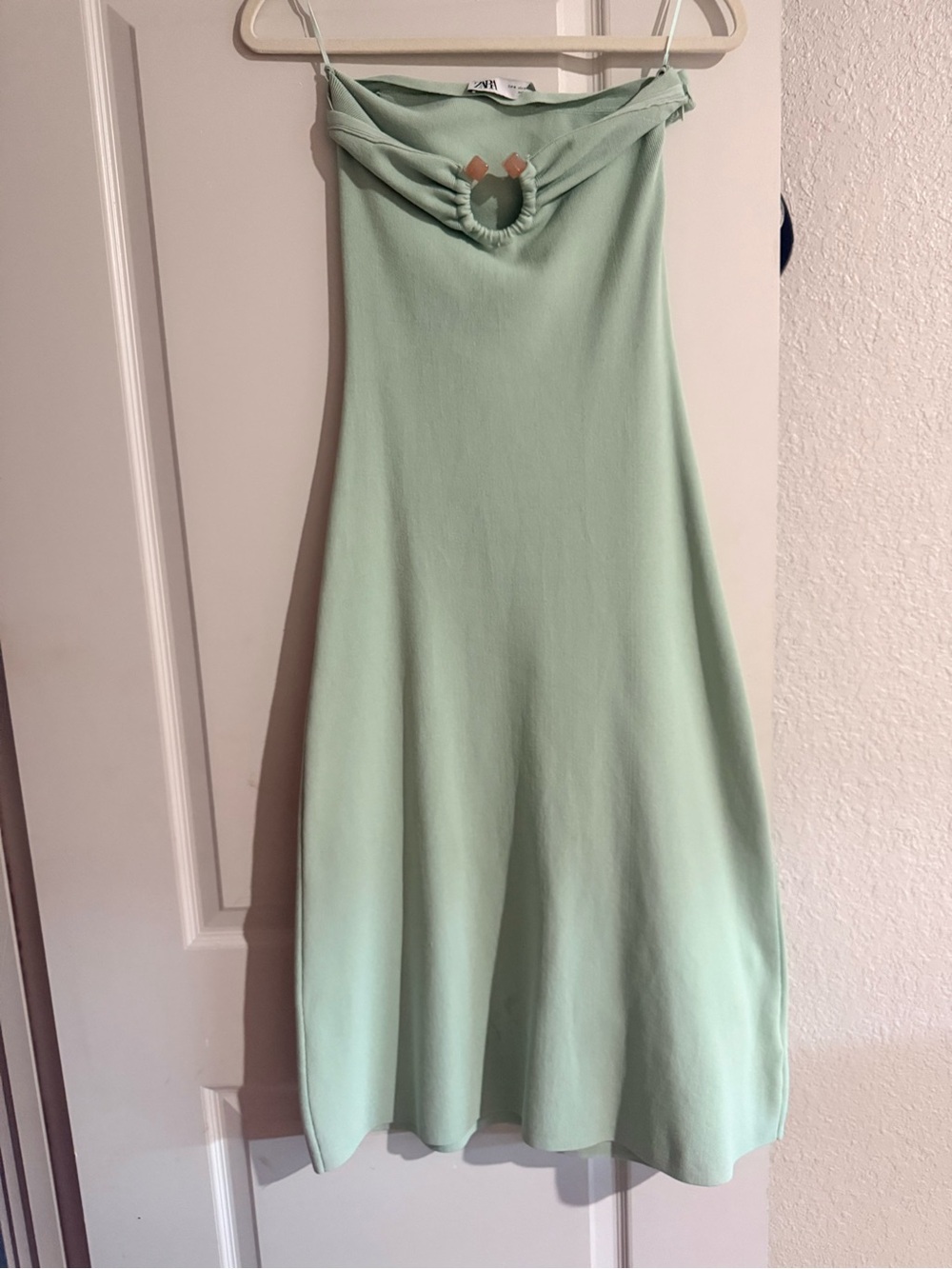 Zara Mint Green Ring-Detail Slip Dress